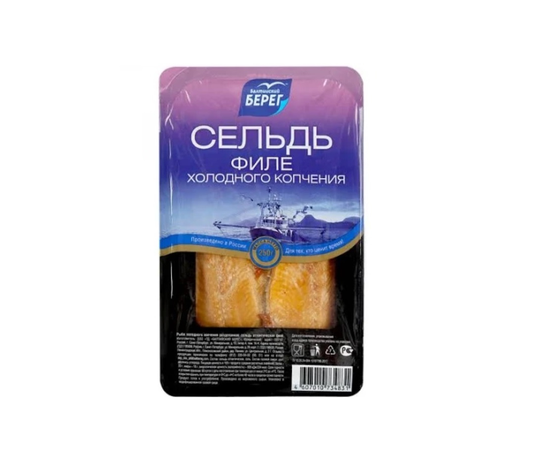 

Сельдь Балтийский Берег филе холодного копчения 250 г
