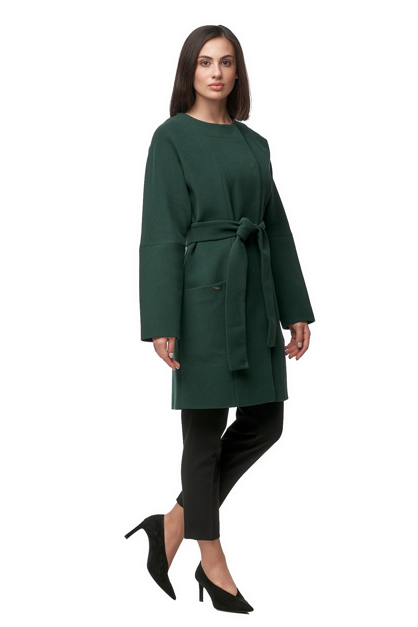 Пальто женское МОСМЕХА 8020440 зеленое 42 RU