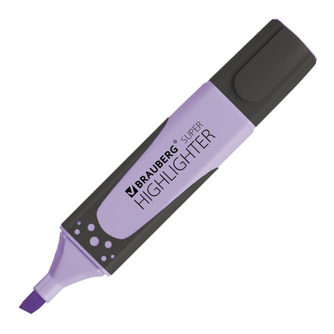 

Текстовыделитель BRAUBERG SUPER PASTEL, ЛАВАНДОВЫЙ, прорезиненный корпус, линия 1-5 мм,