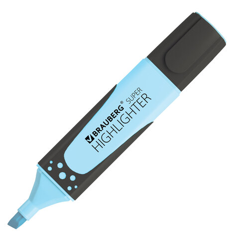 

Текстовыделитель BRAUBERG SUPER PASTEL, БИРЮЗОВЫЙ, прорезиненный корпус, линия 1-5 мм, 1