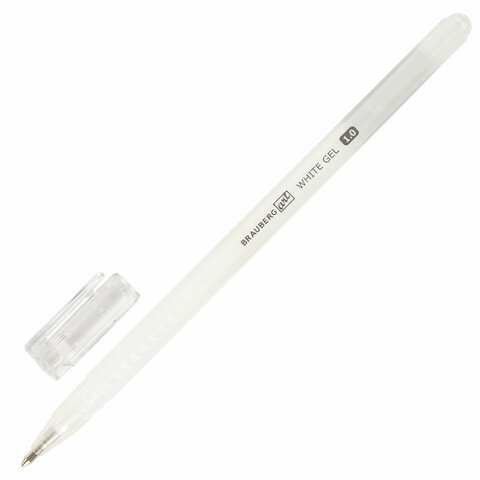 Ручка гелевая BRAUBERG Art Classic, БЕЛАЯ, корпус тонированный белый, узел 1мм, линия 0,5м