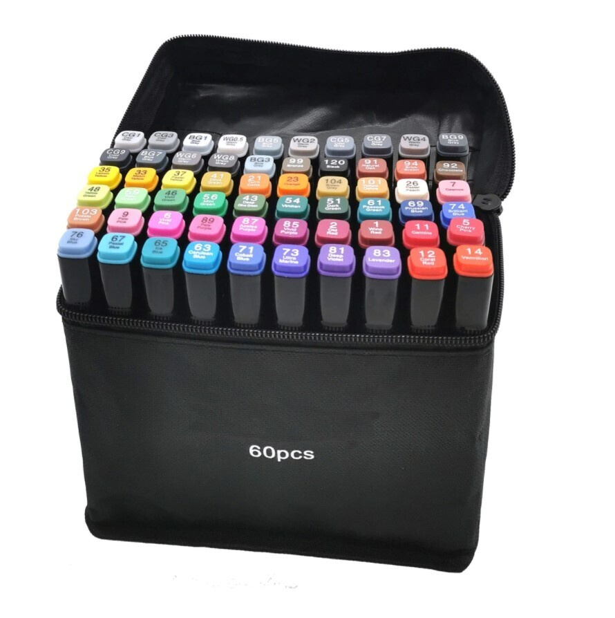 фото Набор скетч-маркеров в сумке, 60 цветов nobrand