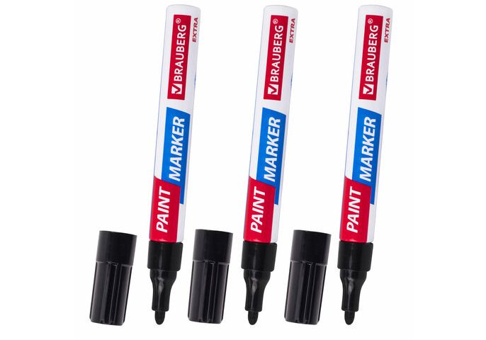 

Маркер-краска лаковый EXTRA (paint marker) 4 мм, ЧЕРНЫЕ, НАБОР 3 шт., УСИЛЕННАЯ НИТРО-ОСНО, Черный