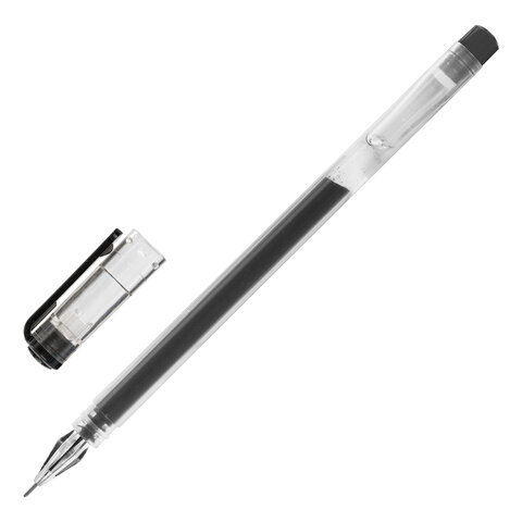 Ручка гелевая STAFF Basic GP-675, ЧЕРНАЯ, длина письма 1000 м, игольчатый узел 0,5 мм, л