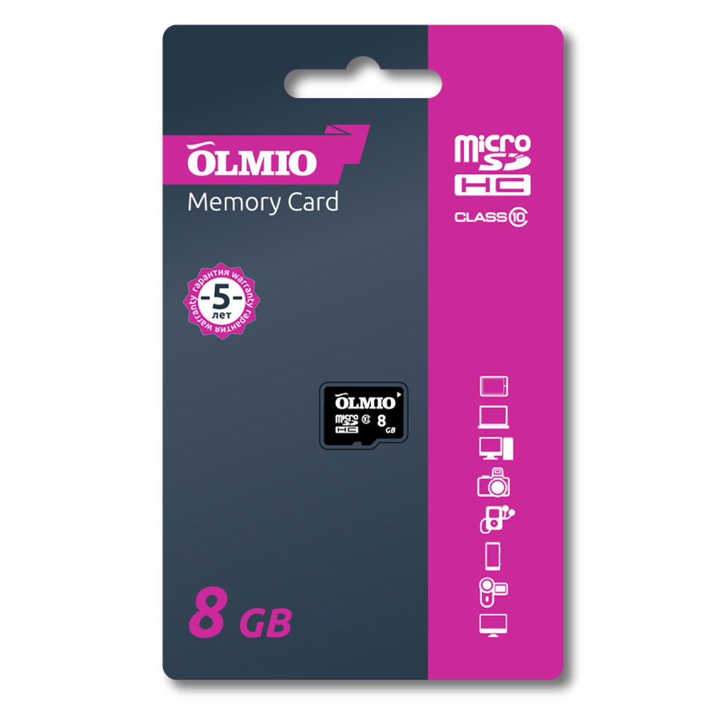 Карта памяти Olmio microSDHC 8GB Class 10, без адаптера