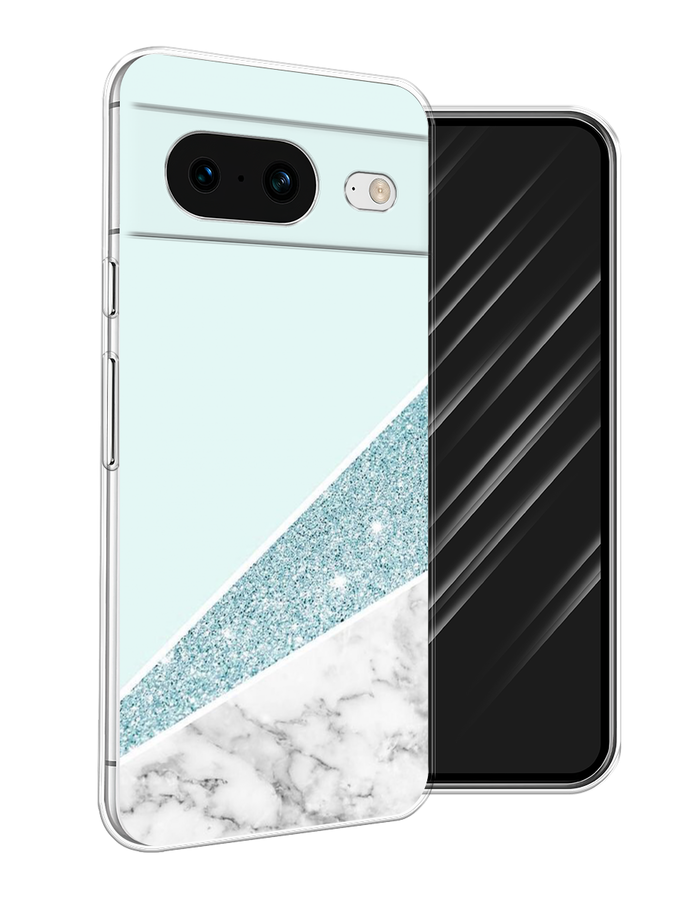 

Чехол Awog на Google Pixel 8 "Мрамор с голубыми блестками", Голубой;белый, 271550-3