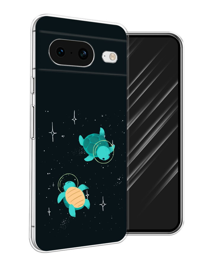 

Чехол Awog на Google Pixel 8 "Черепашки космонавты", Черный;синий, 271550-4