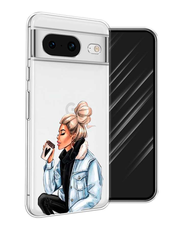 

Чехол Awog на Google Pixel 8 "Cute girl", Бежевый;черный;голубой, 271550-7
