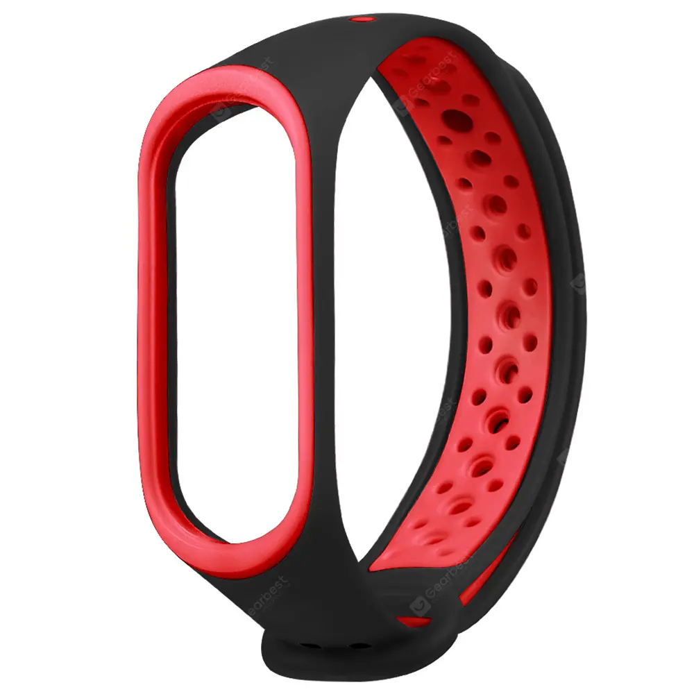 

Ремешок силиконовый перфорированный NK для Xiaomi Mi Band 5 (1), черный+красный, н