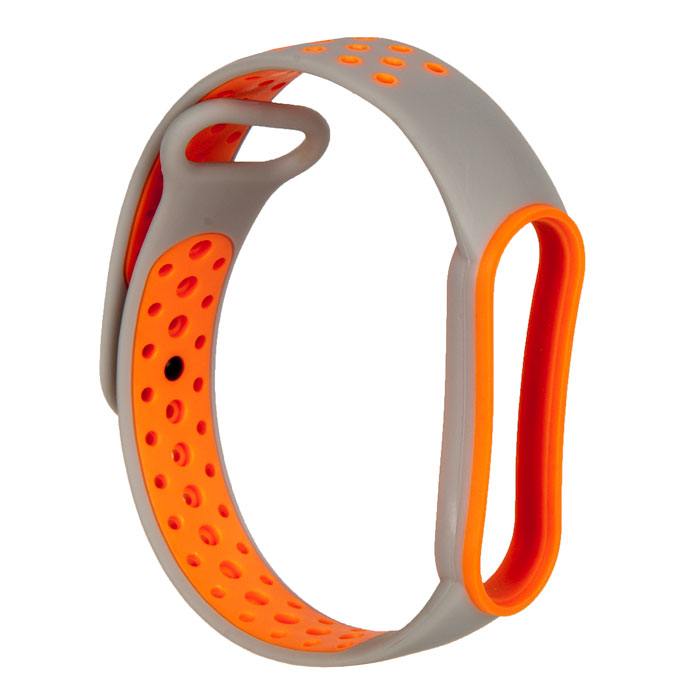 

Ремешок силиконовый перфорированный NK для Xiaomi Mi Band 5 (9), серый+оранжевый,