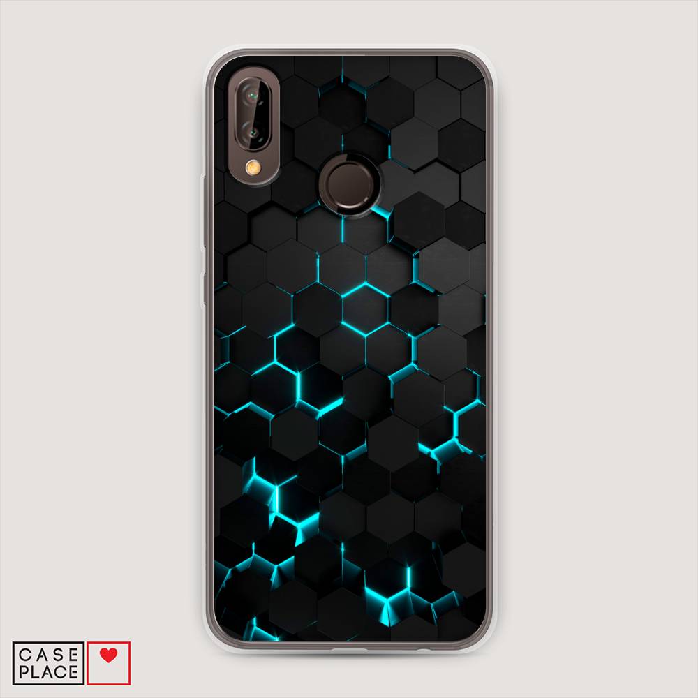 фото Чехол awog "соты бирюзовые" для huawei nova 3