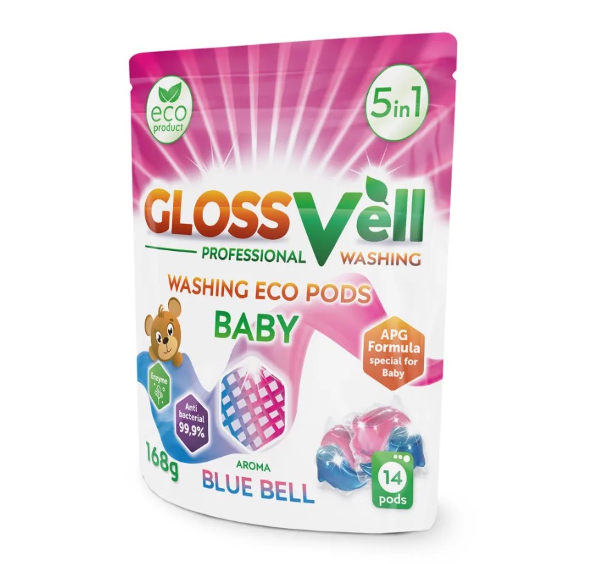 

Капсулы для стирки детского белья с кондиционером Glossvell 5в1 Blue Bell , 14 шт, 6974809610507