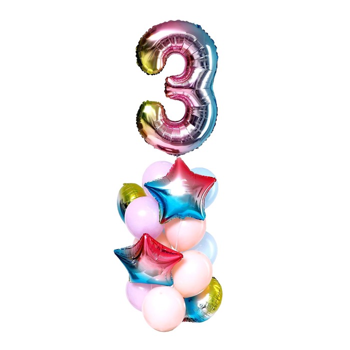 Страна Карнавалия Букет из шаров «День рождения – нежность. 3 года», фольга, латекс, набор