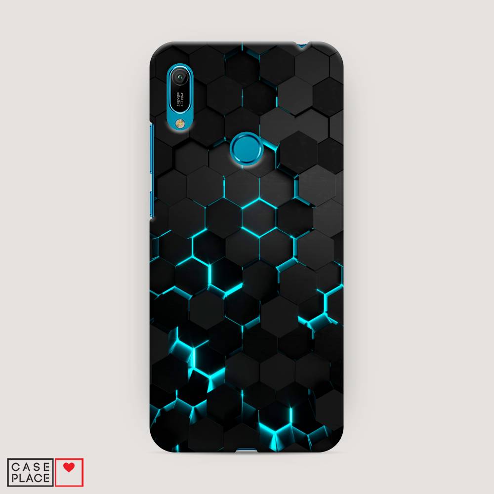 фото Чехол awog "соты бирюзовые" для huawei y6 2019