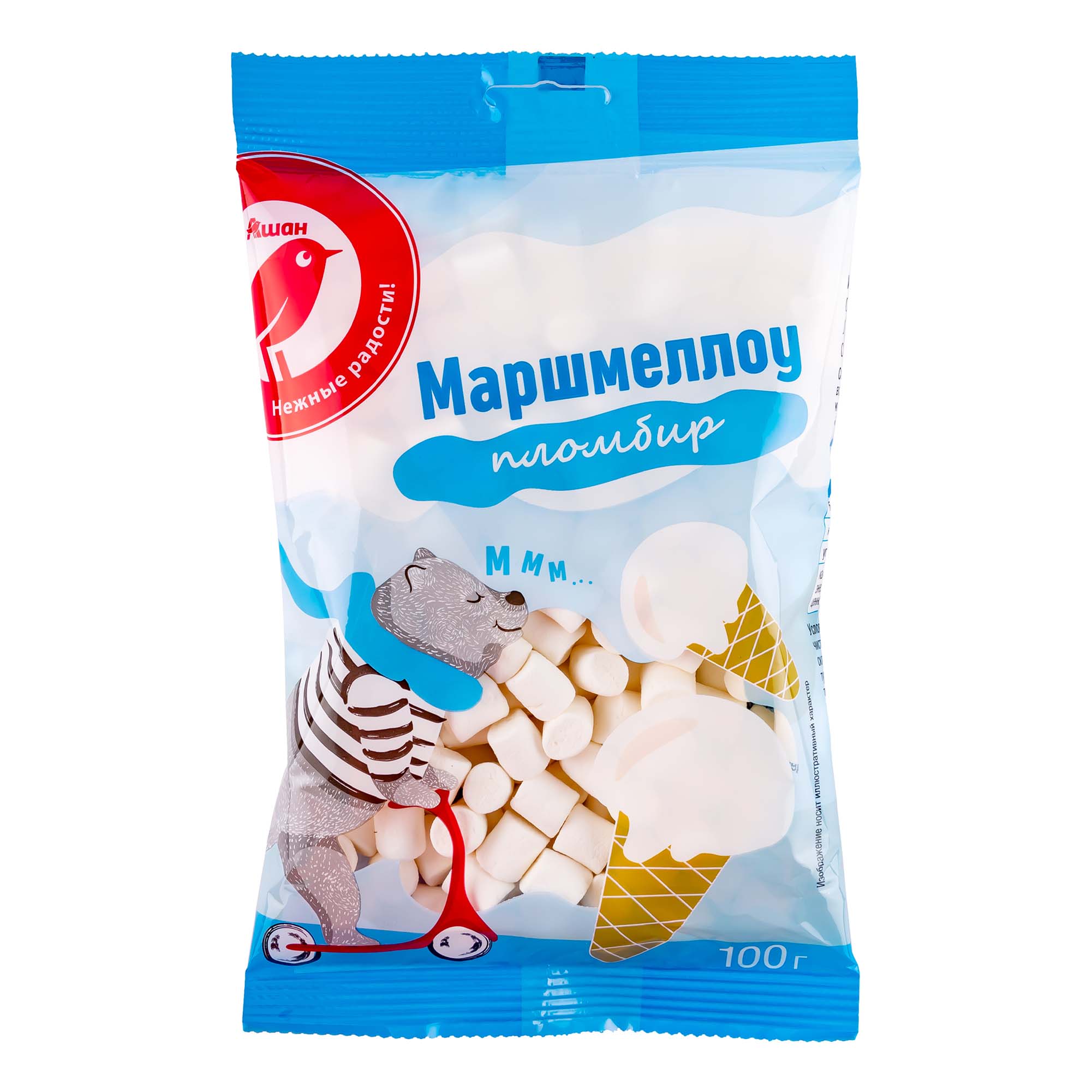 

Маршмеллоу АШАН Красная птица мини с ароматом пломбира 100 г