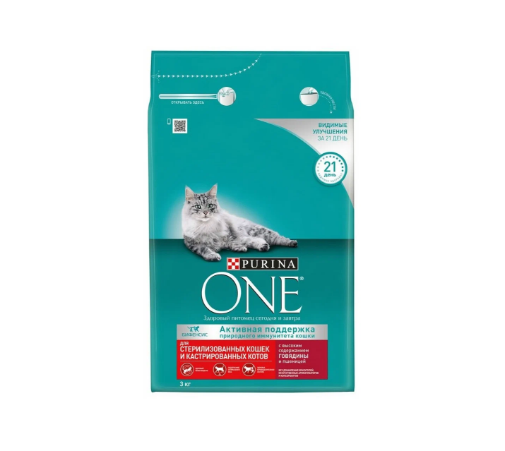 

Сухой корм для кошек Purina One говядина с пшеницей 3кг