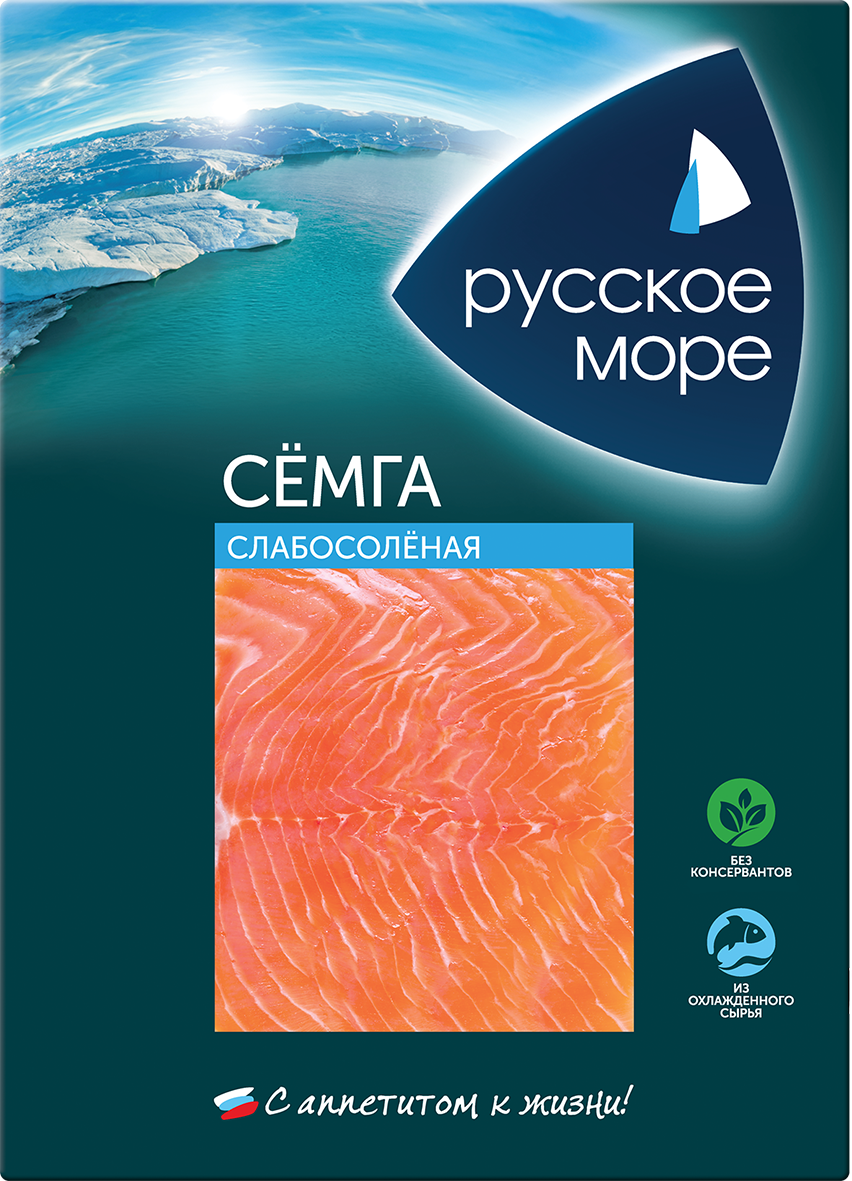 Семга Русское море филе-ломтики, слабосоленая, охлажденная, 120 г