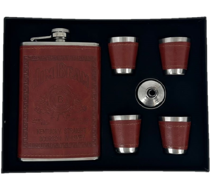 

Подарочный набор Jim Beam, фляга 250 мл, 4 стопки, воронка, Коричневый, Jim Beam