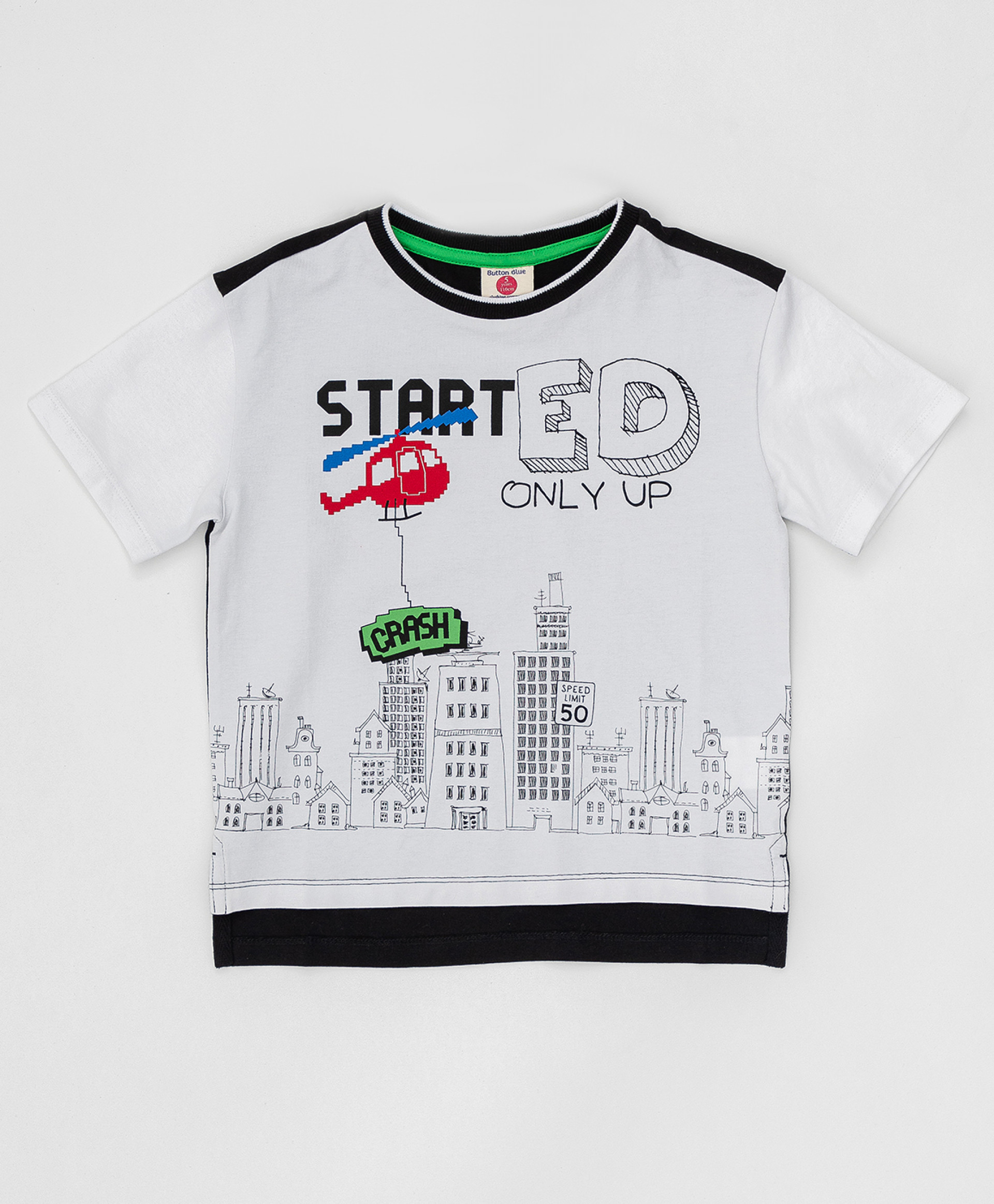 

Черно-белая футболка с принтом Button Blue 220BBBMC12040200, размер 128, 220BBBMC12040200