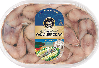 фото Сельдь золотая fishka офицерская филе куски в масле 500 г золотая fishка