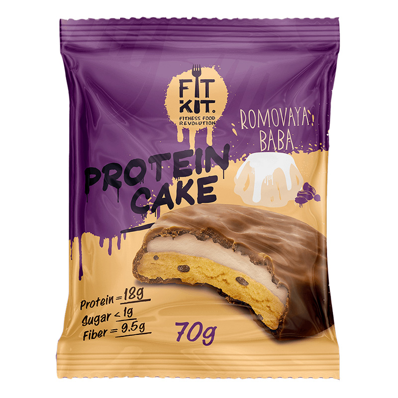 

Протеиновое печенье Fit Kit Protein Cake ромовая баба 70 г