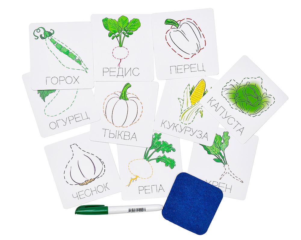 Обучающее пособие SmileDecor Карточки-прописи Овощи ф901
