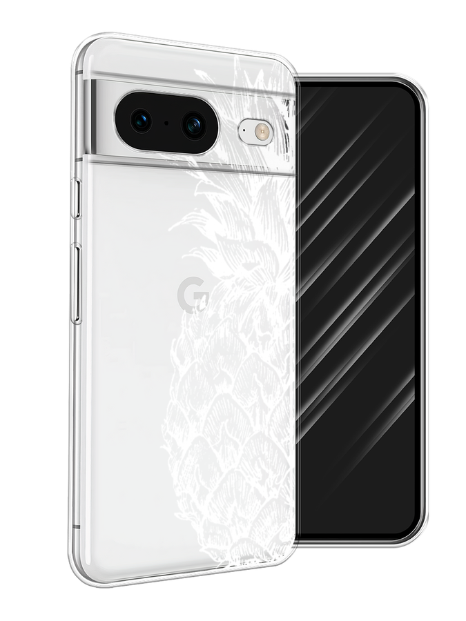 

Чехол Awog на Google Pixel 8 "Ананас графика белая", Белый, 271550-10