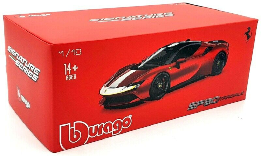 Машинка металлическая Bburago коллекционная 1:18 Ferrari Signature SF90 STRADALE 18-16911 автомобиль bburago гоночный перевозчик ferrari красный 18 31202