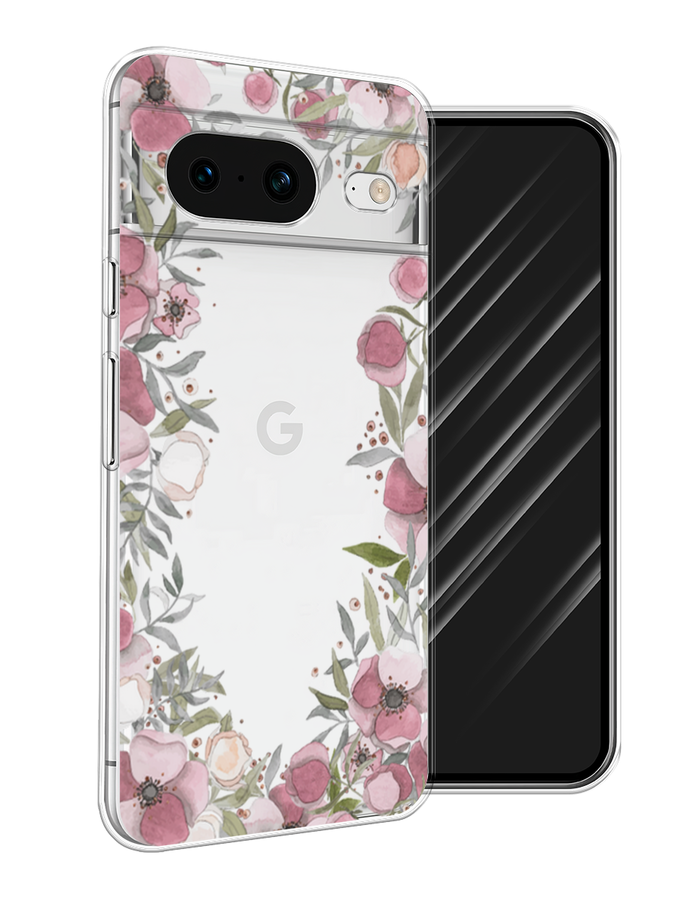 

Чехол Awog на Google Pixel 8 "Розовая цветочная рамка", Розовый;зеленый, 271550-8