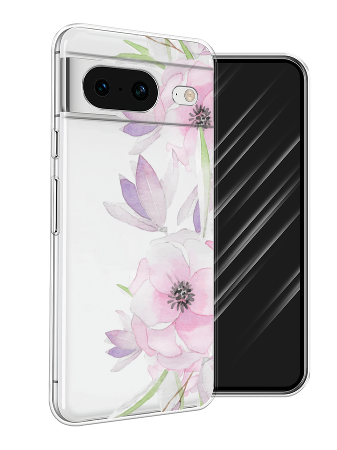 

Чехол Awog на Google Pixel 8 "Нежные анемоны", Розовый;черный;фиолетовый, 271550-8
