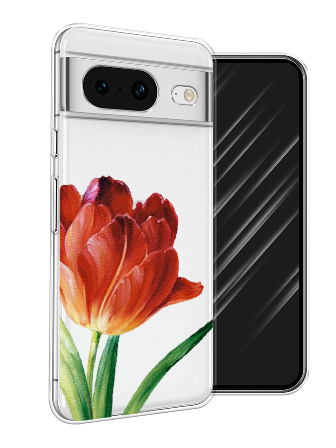 

Чехол Awog на Google Pixel 8 "Красный тюльпан", Оранжевый;зеленый, 271550-8