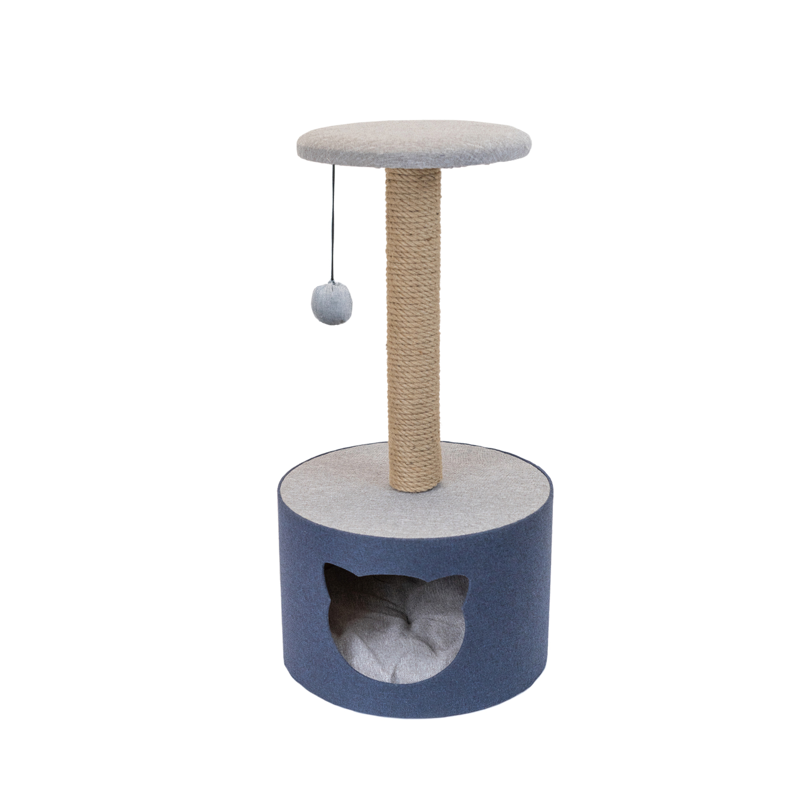 

Комплекс для кошек PetTails круглый с полкой, синий, 2 уровня, 37 х 37 х h80 см