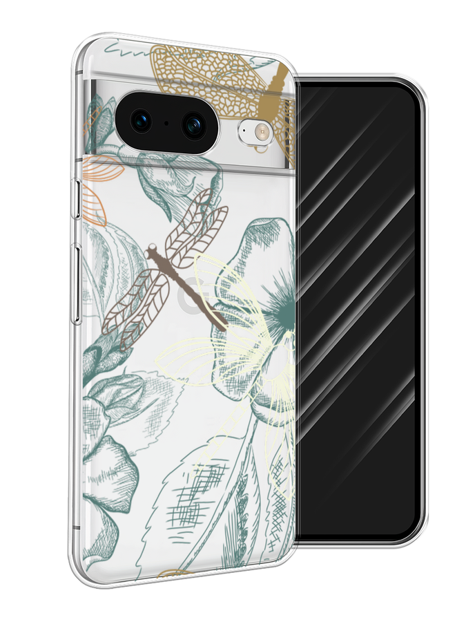 

Чехол Awog на Google Pixel 8 "Тени стрекоз", Коричневый;зеленый;белый, 271550-8