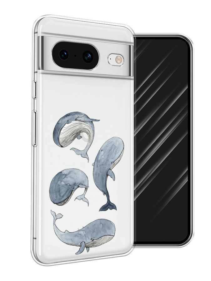 

Чехол Awog на Google Pixel 8 "Киты", Голубой;белый;прозрачный, 271550-1
