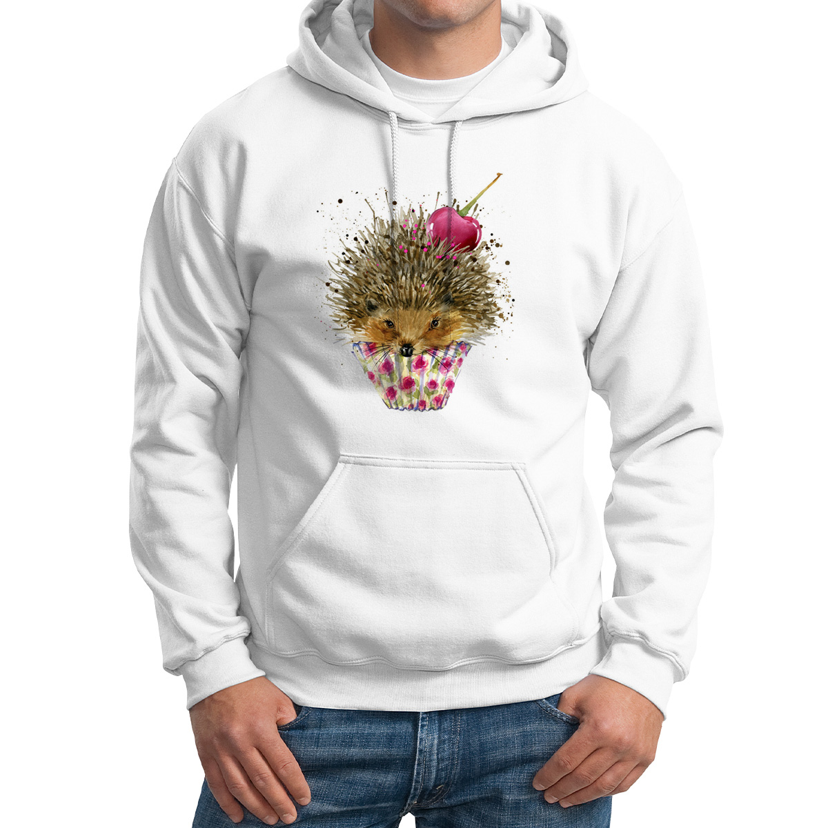 

Худи унисекс CoolPodarok Графика Ежикпанкейк белое 50 RU, 0M015436