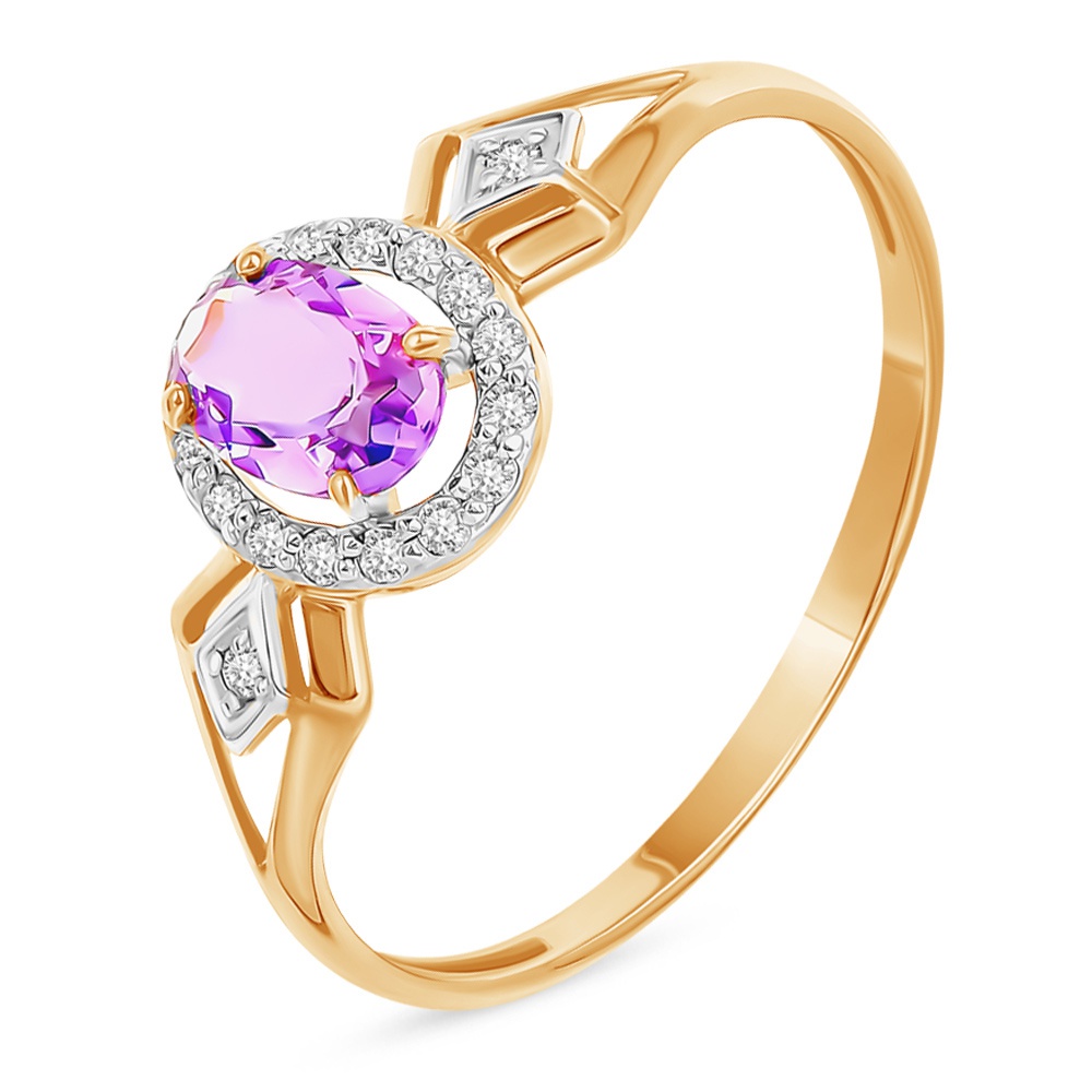 

Кольцо из золота р.  585Gold 201015355, аметист\фианит, 201015355