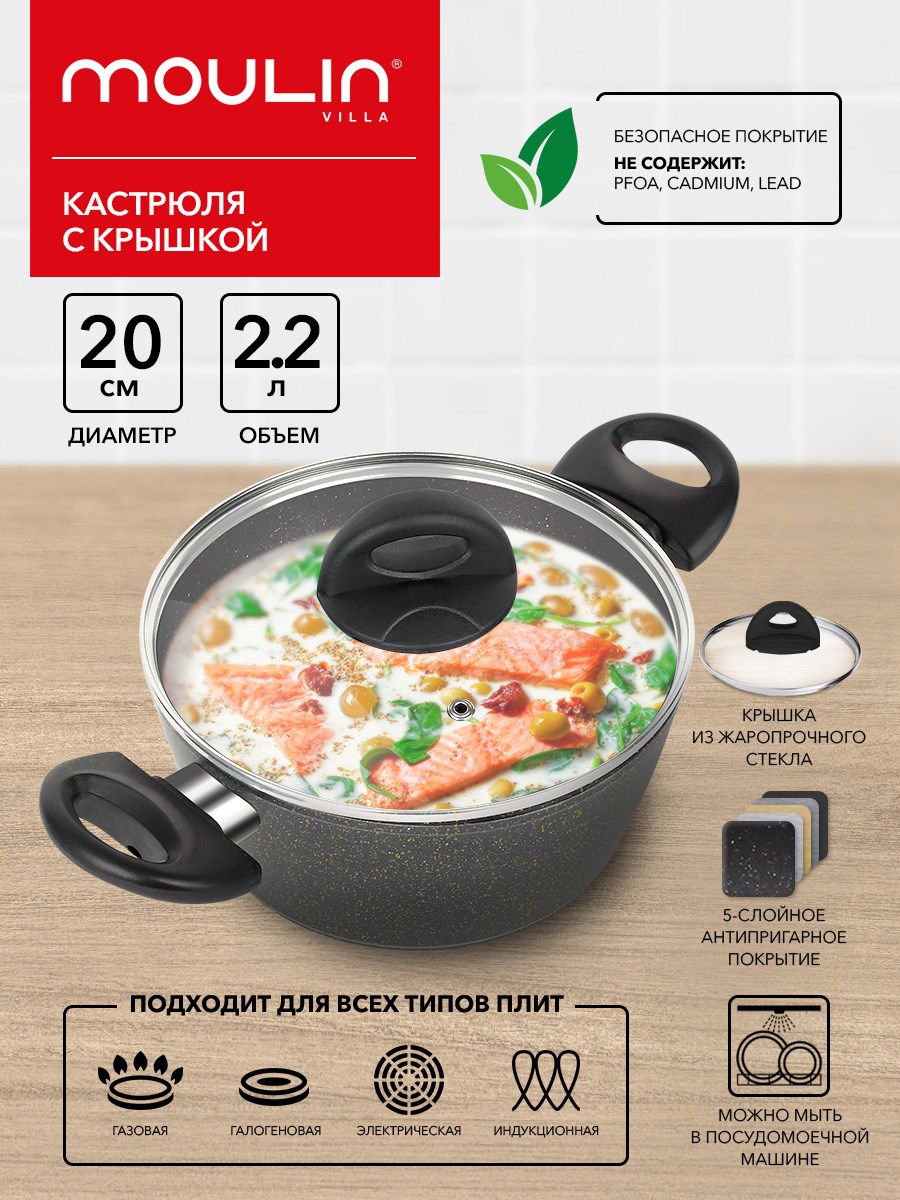 

Кастрюля с антипригарным покрытием 2,2 л Sparks, индукция