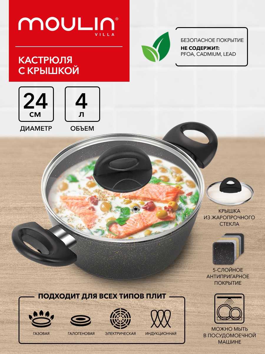 

Кастрюля с антипригарным покрытием 4 л Sparks, индукция
