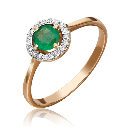 

Кольцо из золота р. 17,5 PLATINA jewelry 01-1281-00-106-1110-30, изумруд\бриллиант, 01-1281-00-106-1110-30