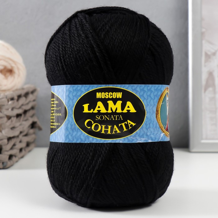 

Пряжа Sima-land Соната акрил 50%, шерсть полутонкая 50% 250 м, 1 шт, 100 г, 003 черный (93