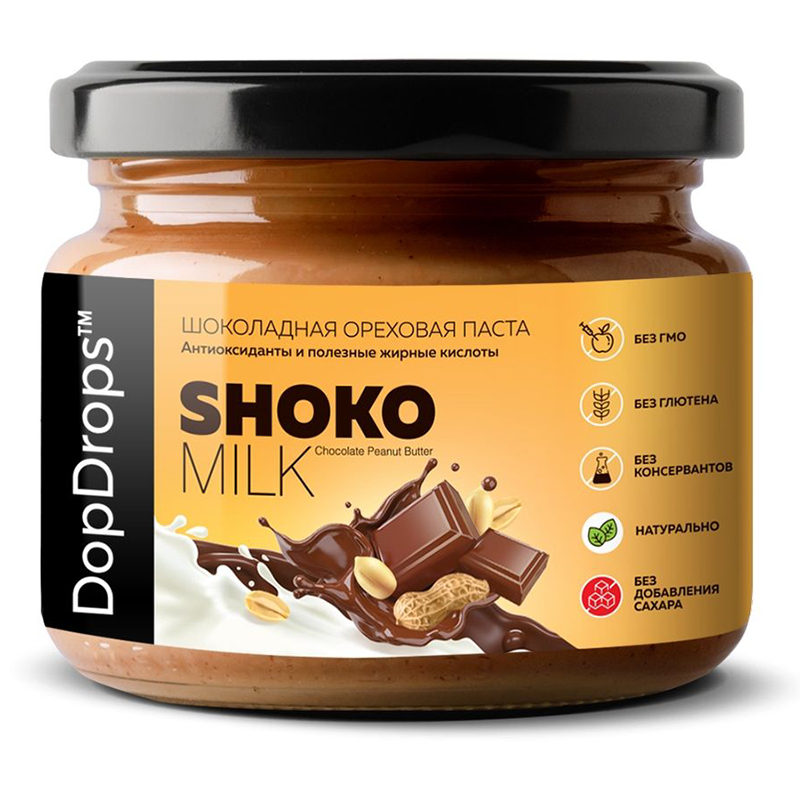 фото Dopdrops паста dopdrops shoko milk молочный шоколад-арахис, 250 г