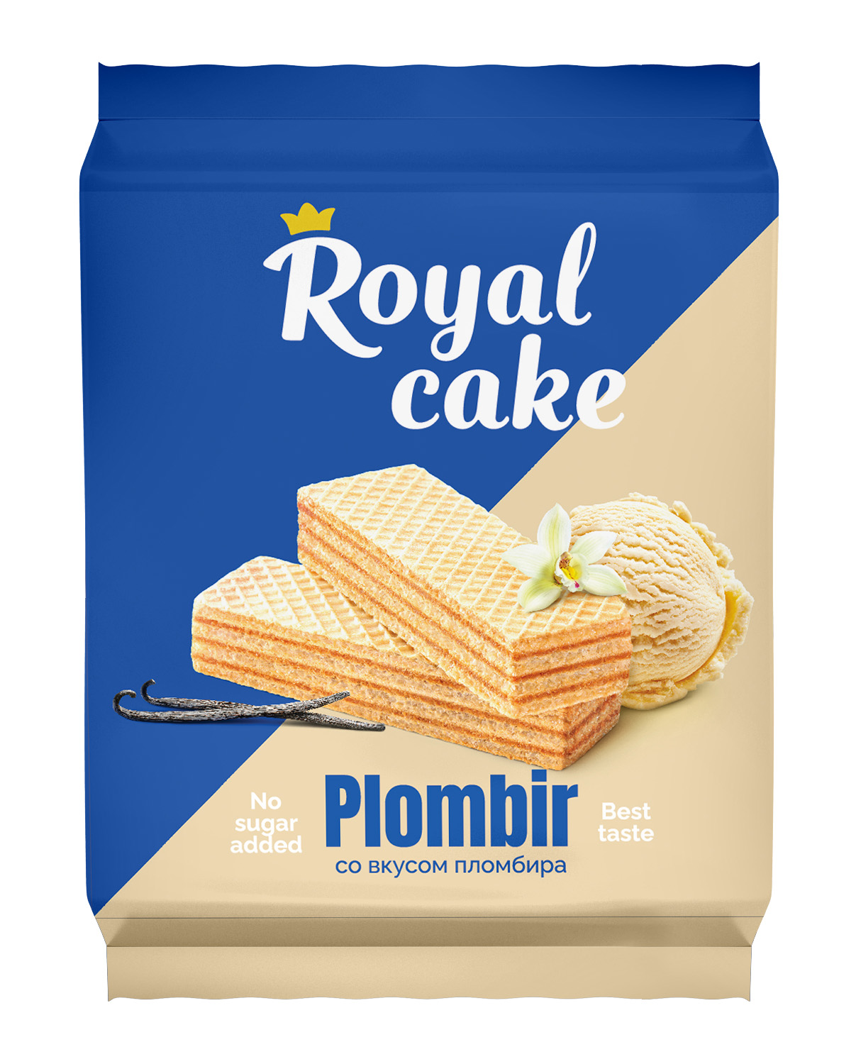 

Royal Cake Вафли Royal Cake на сорбите, 120 г, вкус: пломбир