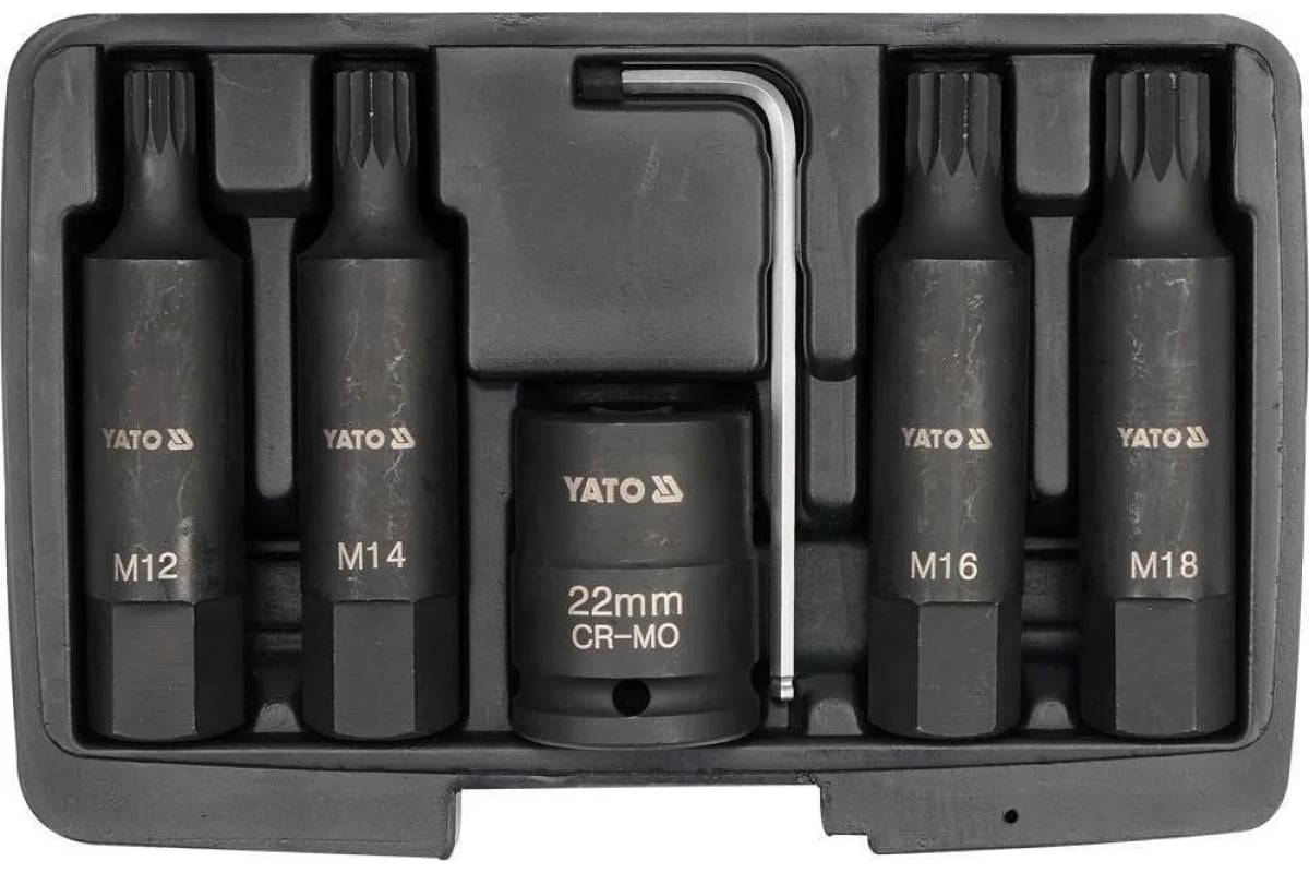 

Набор бит ударных, SPLINE, 6 пр: M12, M14, M16, M18 х 22 мм