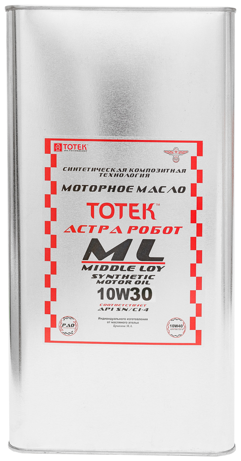 

Моторное масло ТОТЕК Астра Робот ML SAE 10W30 5л ML1030005