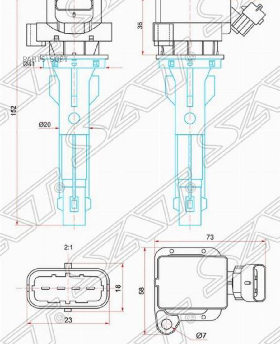 SAT Катушка зажигания TOYOTA COROLLA 120/150/YARIS 90 4ZZ/1KR