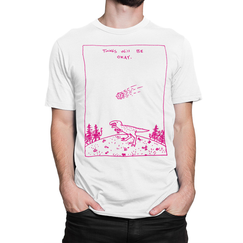 

Футболка мужская Dream Shirts Динозавр и Астероид 54410622 белая L, Динозавр и Астероид 54410622