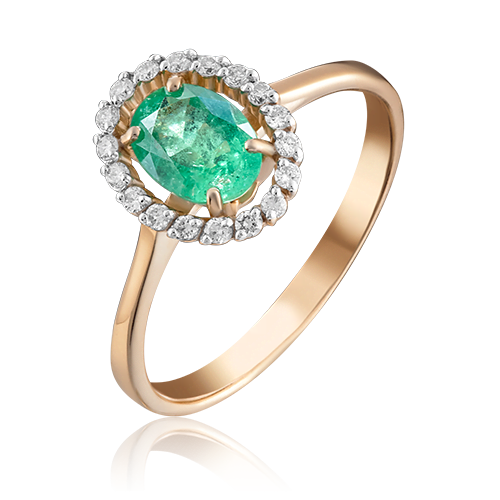 

Кольцо из золота р.  PLATINA jewelry 01-1313-00-106-1110-30, изумруд\бриллиант, 01-1313-00-106-1110-30