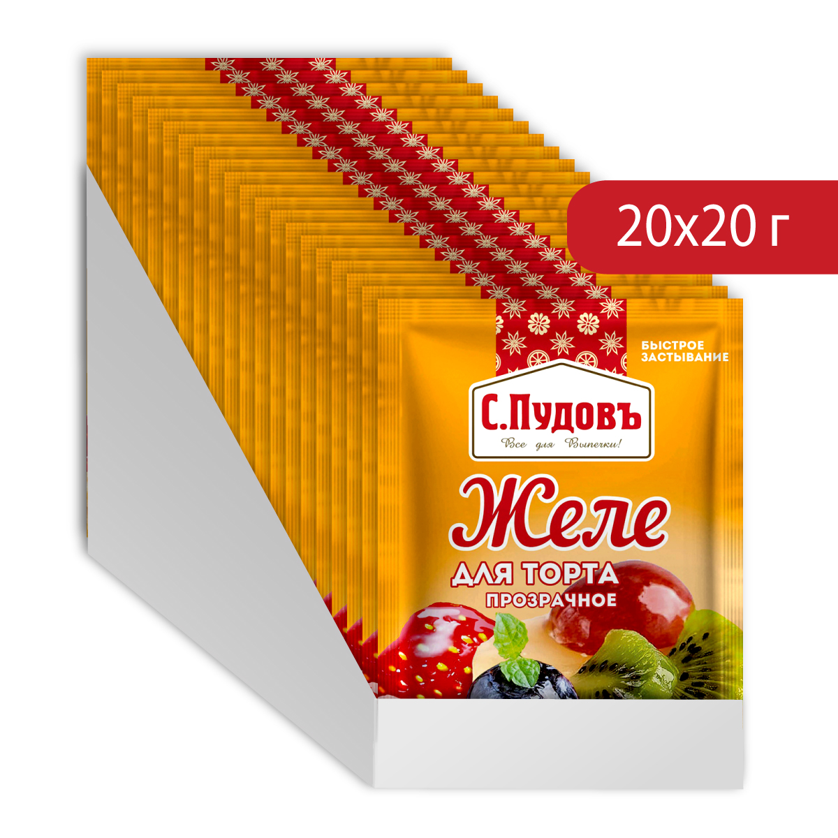 

Желе для торта прозрачное С.Пудовъ, 20 г x 20 шт