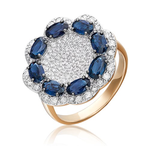

Кольцо из золота р. 17,5 PLATINA jewelry 01-1327-00-105-1110-30, сапфир\бриллиант, 01-1327-00-105-1110-30