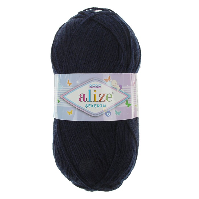 

Пряжа ALIZE "Sekerim Bebe", 100% акрил, 320 мх100 г, 58 темно-синяя, Синий